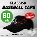 Klassisk baseball caps m/ brodert logo - 60 pakn.