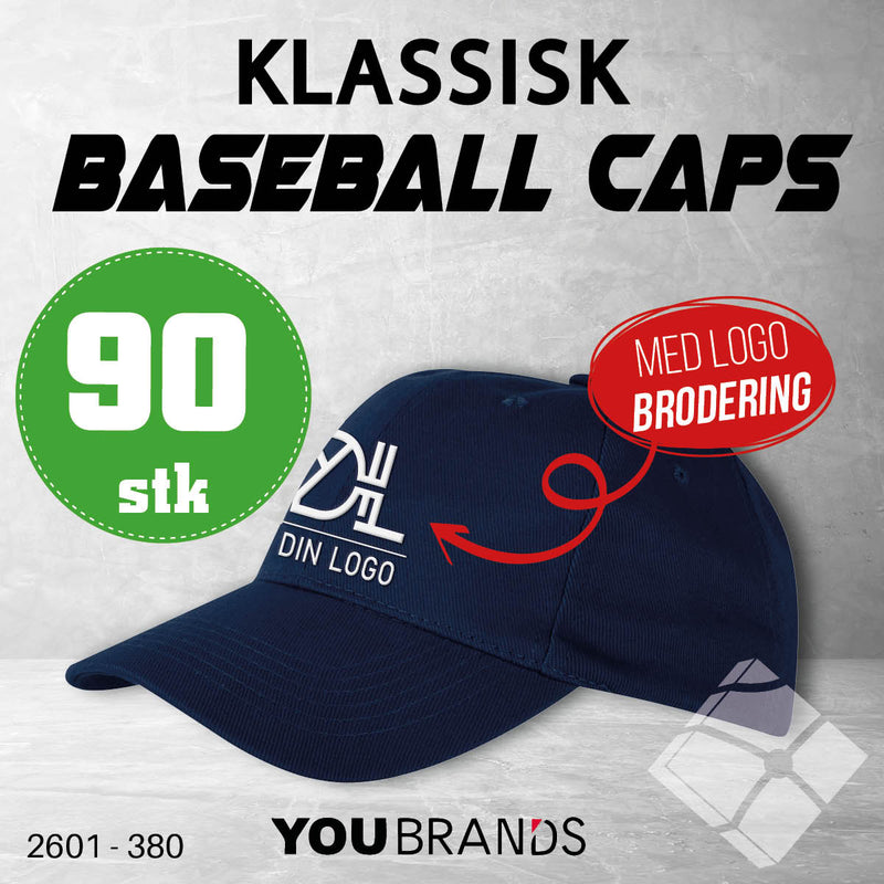 Klassisk baseball caps m/ brodert logo - 90 pakn.