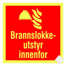 Brannslokker innenfor - etterlysende plast skilt