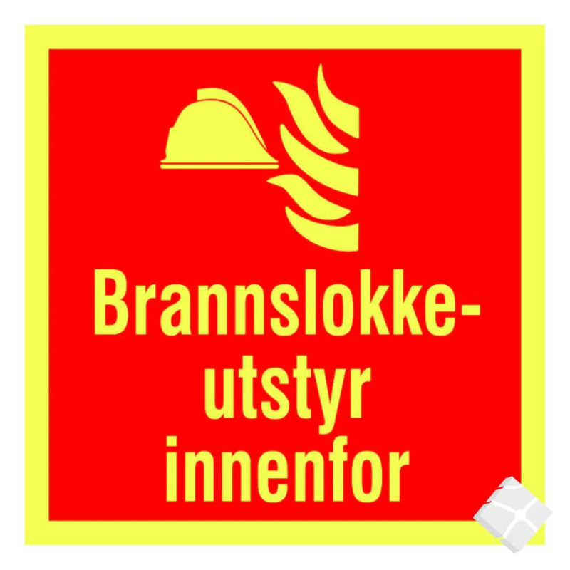 Brannslokker innenfor,  plast skilt