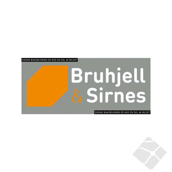 Bruhjell & Sirnes bryst logo, hvit/orange