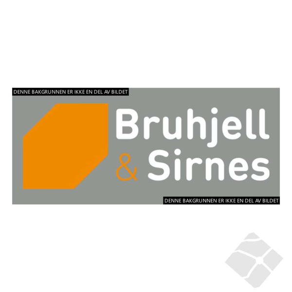 Bruhjell & Sirnes rygg logo, hvit/orange