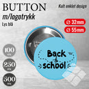 Buttons m/logotrykk, lys blå