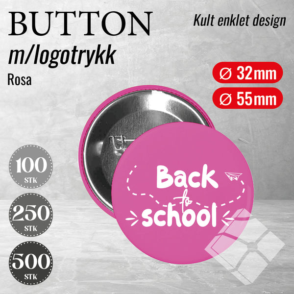 Buttons m/logotrykk, rosa