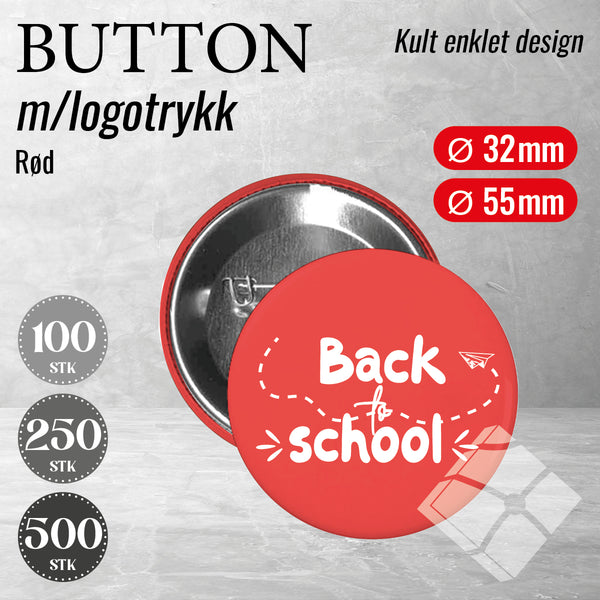 Buttons m/logotrykk, rød
