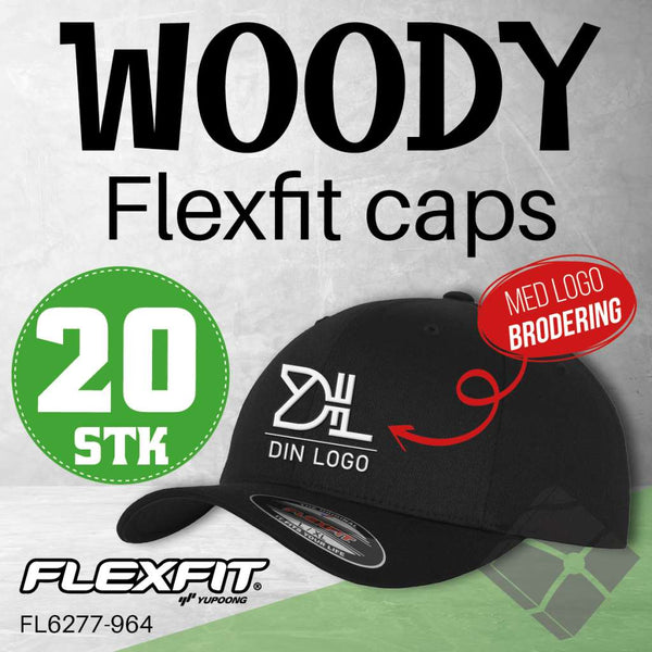 Flexfit Wooly caps m/brodert logo - 20 stk, sort