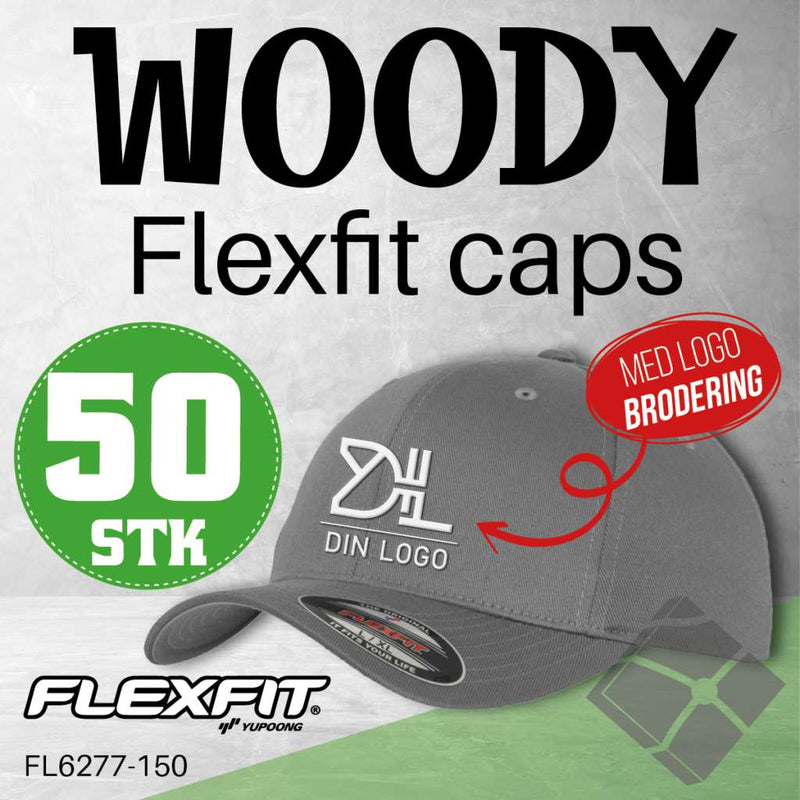 Flexfit Wooly caps m/brodert logo - 50 stk, grå