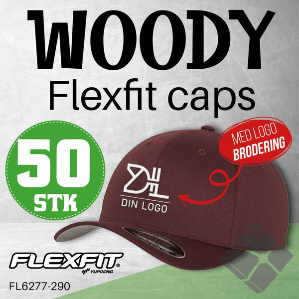 Flexfit Wooly caps m/brodert logo - 50 stk, maroon