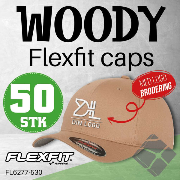 Flexfit Wooly caps m/brodert logo - 50 stk, kahki