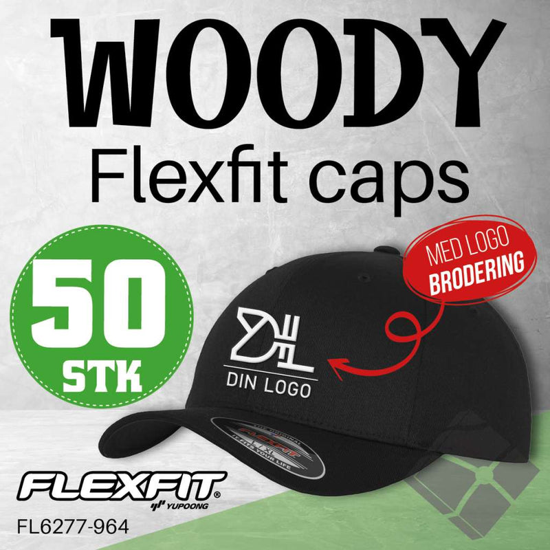 Flexfit Wooly caps m/brodert logo - 50 stk, sort