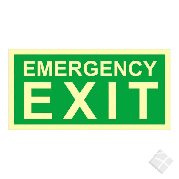 Skilt Nødutgang - Emergency exit, grønn
