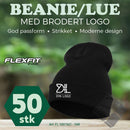FlexFit Beanie/ lue med brodert logo - 50 stk