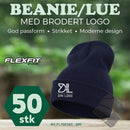 FlexFit Beanie/ lue med brodert logo - 50 stk