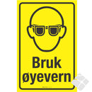 Fareskilt - Bruk øyevern , gul/sort