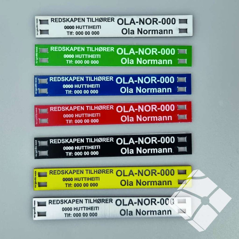 Teine merkeskilt f/tau og 4 hull, grå/sort