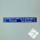 Teine merkeskilt f/tau og 4 hull, blå/hvit