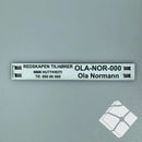 Teine merkeskilt f/tau og 4 hull, hvit/sort