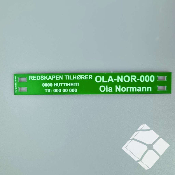 Teine merkeskilt f/tau og 4 hull, grønn/hvit