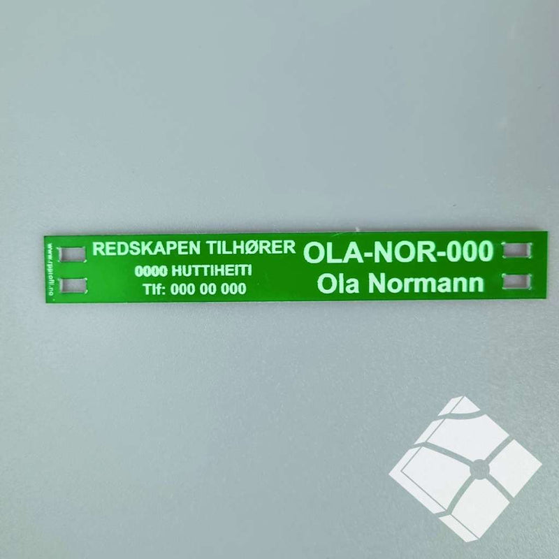 Teine merkeskilt f/tau og 4 hull, grønn/hvit