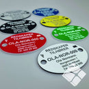 Teinemerke ovalt med 2 hull, grå/sort