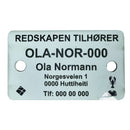 Teinemerke & redskapsmerke med 2 hull, hvit/sort