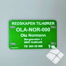 Teinemerke & redskapsmerke med 4 hull, grønn/hvit