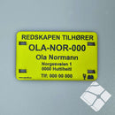 Teinemerke & redskapsmerke med 4 hull, gul/hvit