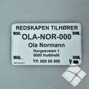 Teinemerke & redskapsmerke med 4 hull, hvit/sort