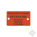 Teinemerke & redskapsmerke med 2 hull, orange/sort