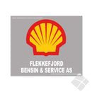 Flekkefjord Bensin & Service bryst logo, Rød/gul/hvit