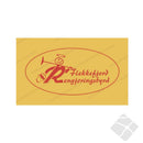 Flekkefjord Rengjøingsbyrå brystlogo, rød