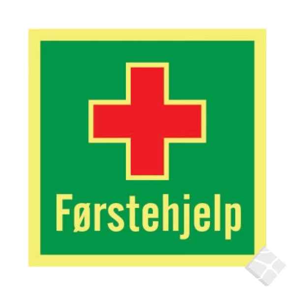Førstehjelp m/rødt kors -  etterlysende skilt