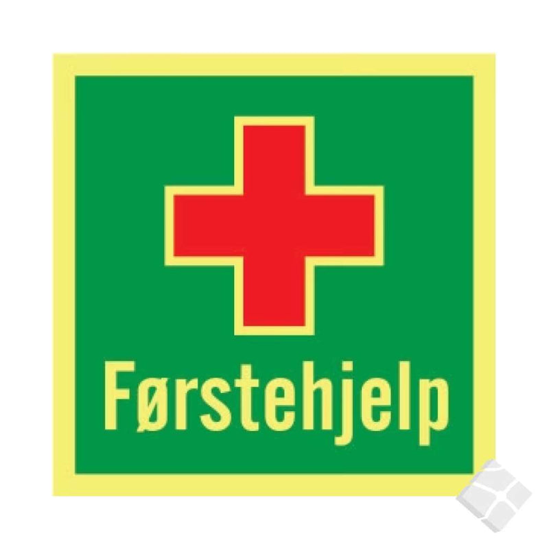 Førstehjelp m/rødt kors -  etterlysende skilt
