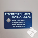 Teinemerke & merkeskilt m/ 1 hull, blå/hvit