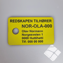 Teinemerke & merkeskilt m/ 1 hull, gul/sort