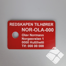 Teinemerke & merkeskilt m/ 1 hull, rød/hvit