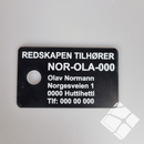 Teinemerke & merkeskilt m/ 1 hull,sort/hvit