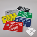 Teinemerke & merkeskilt m/ 1 hull, blå/hvit