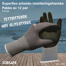 Monteringshanske Superflex - 12pk, sort/grå