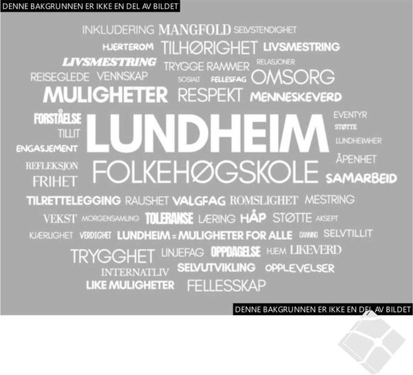 Lundheim folkehøgskole, tekst merke rygg, hvit