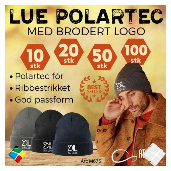 Lue/beanie med Polartec - 20 stk