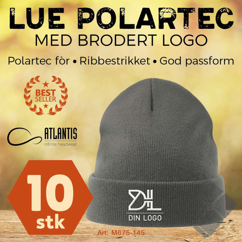 Lue/beanie med Polartec - 10 stk