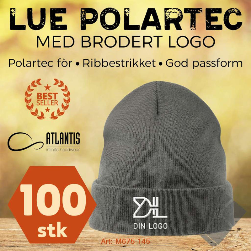 Lue/beanie med Polartec - 100 stk