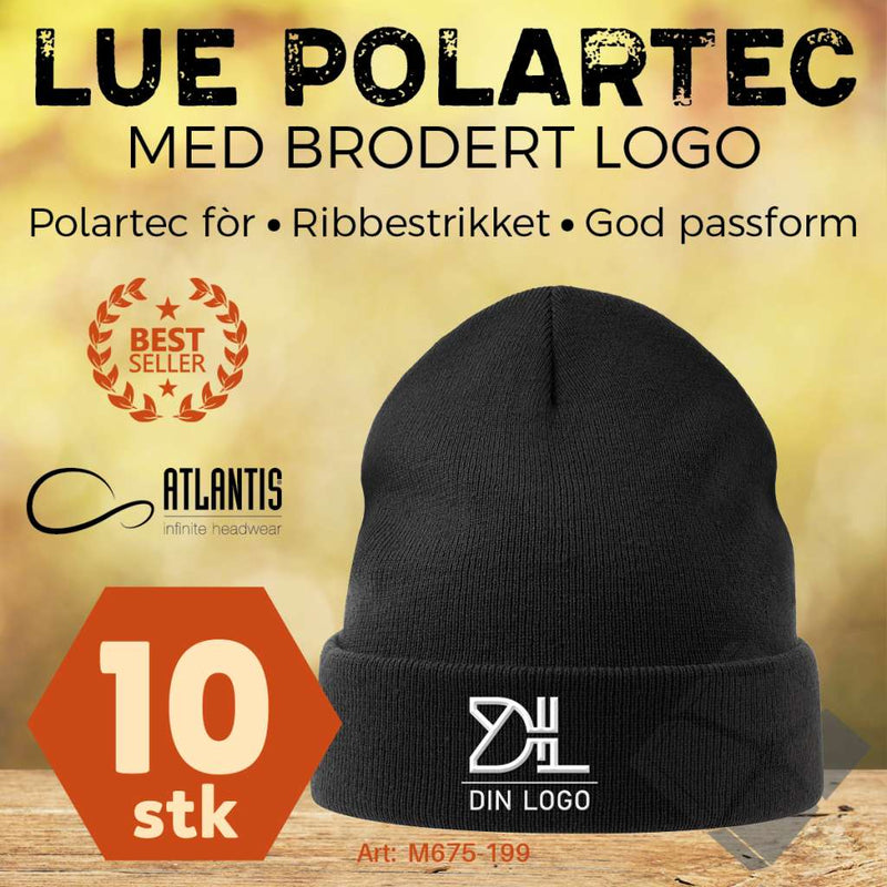 Lue/beanie med Polartec - 10 stk