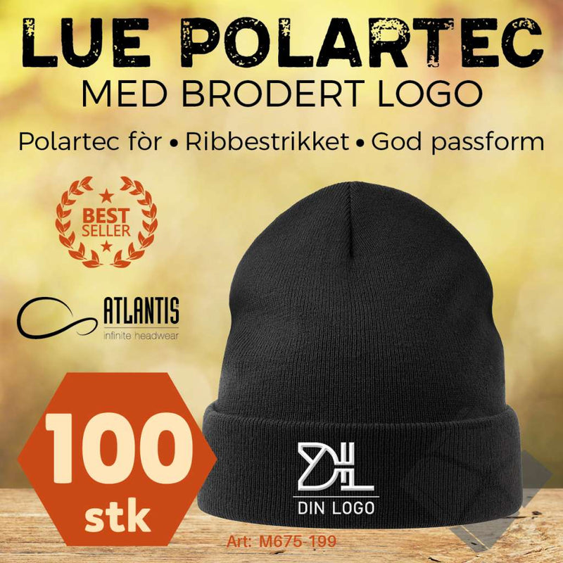 Lue/beanie med Polartec - 100 stk