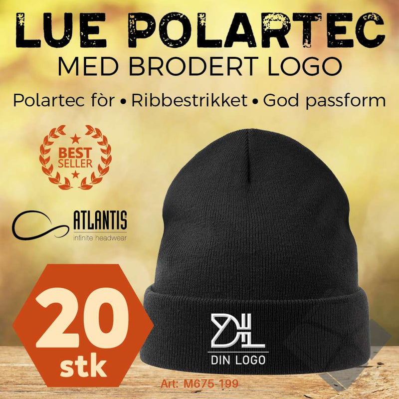 Lue/beanie med Polartec - 20 stk