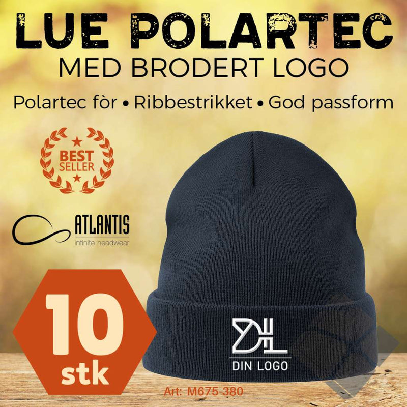 Lue/beanie med Polartec - 10 stk