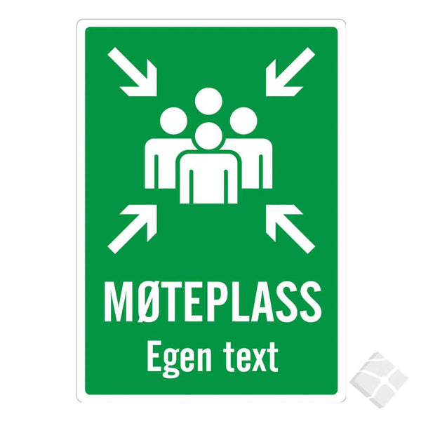 Skilt Møteplas v/evakuering m/logo