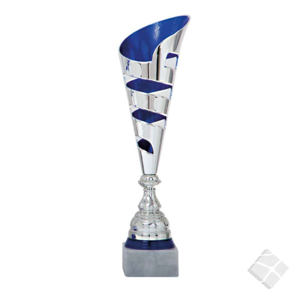 Pokal 375mm, sølv/blå