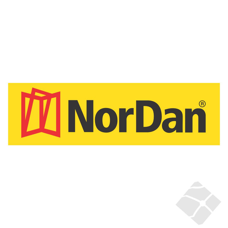Nordan rygg logo, gul/rød/sort